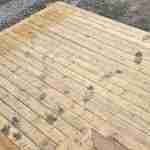 Halfway wooden backyerd deck